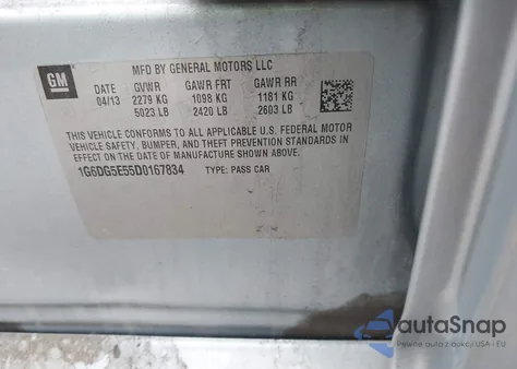 2013 Cadillac Cts Luxury from USA, damaged, VIN 1G6DG5E55D0167834